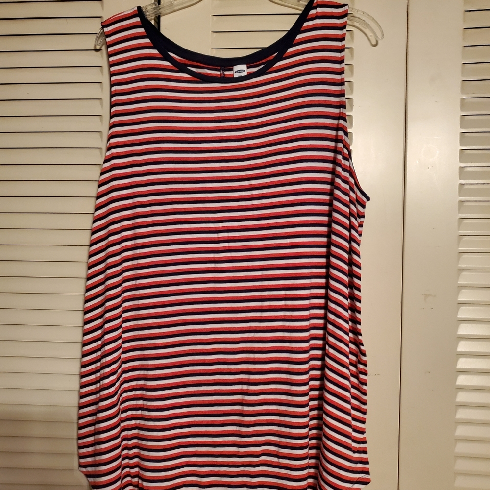 Red, white and blue striped tank top